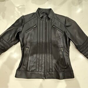Sleek Black Leather Jacket M Women’s Brand New